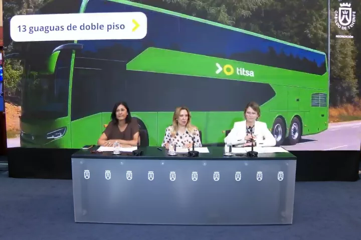 Presentación de la adquisición de las guaguas de 2 pisos